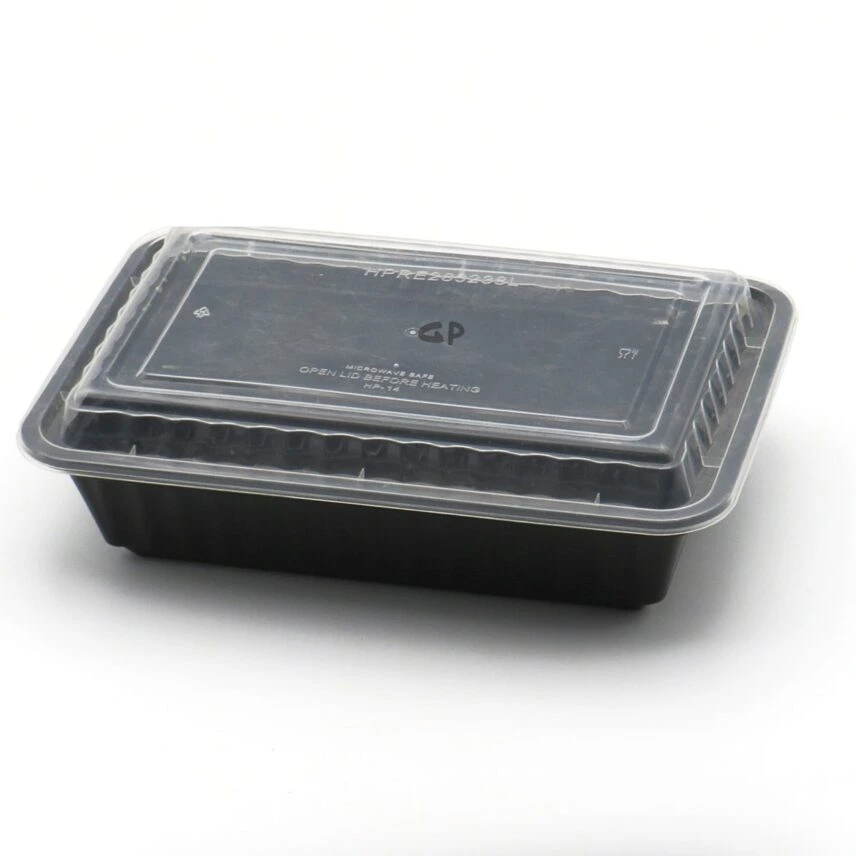 صحون مستطيل اسود مع الغطاء 16 oz