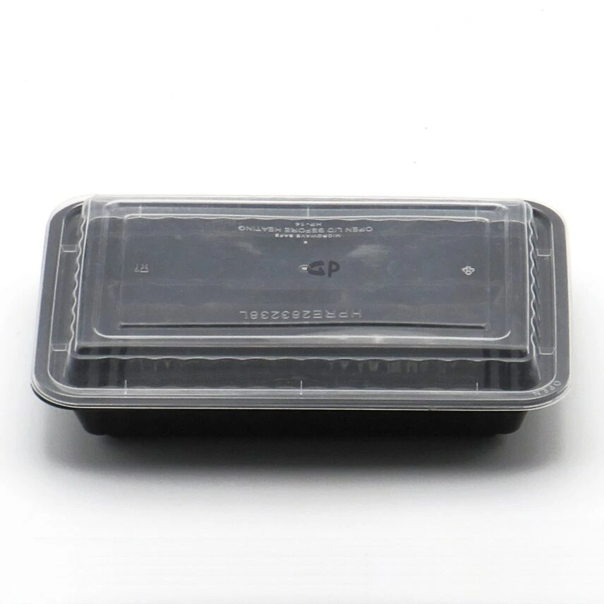 صحون مستطيل اسود مع الغطاء 28 oz