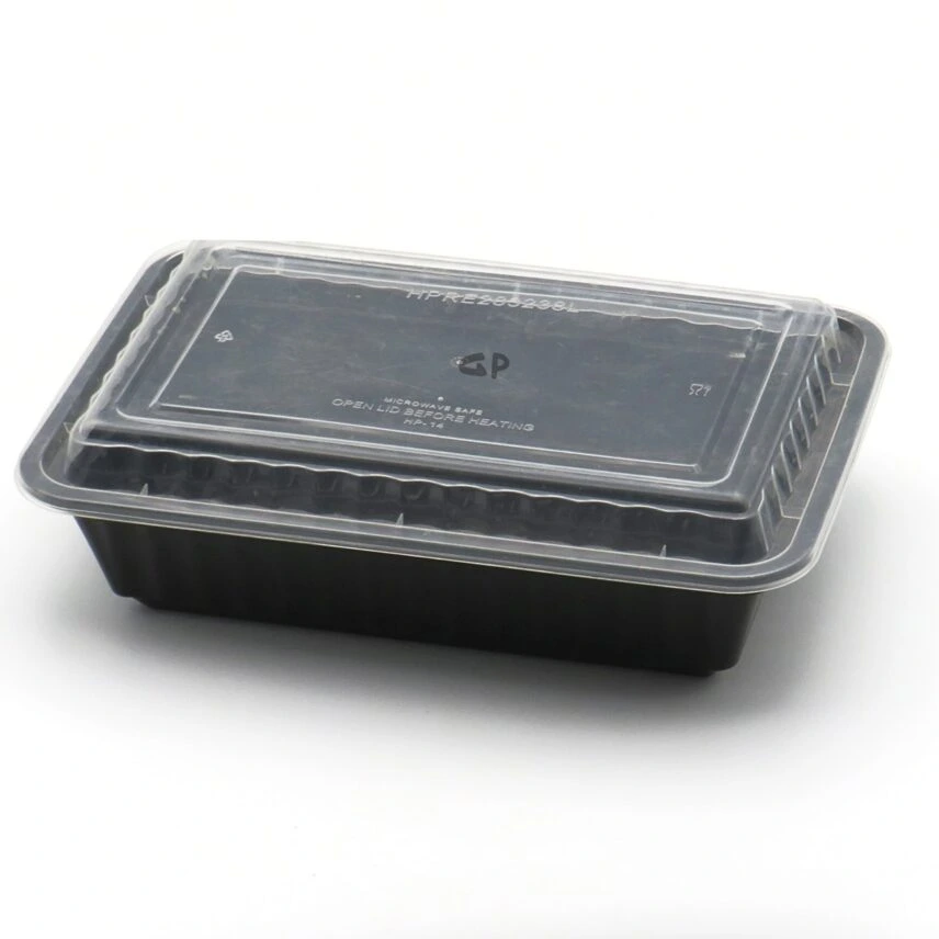 صحون مستطيل اسود مع الغطاء 38 oz