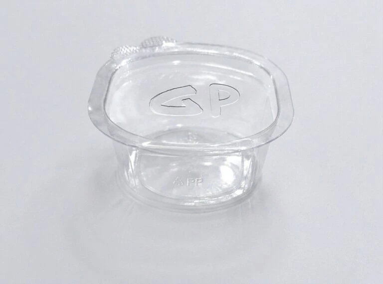 علب صوص شفافة بغطاء متصل مقاس 3 OZ